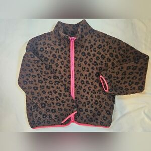 Old Navy Cozy Sherpa Full-Zip Girls' Jacket Girls- Brown leopard print- Youth XL